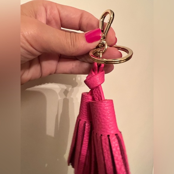 Kate Spade Barbie pink purse/bag charm and /or keychain- leather tassels - Picture 5 of 5